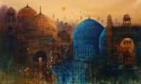A. Q. Arif, 24 x 42 Inch, Oil on Canvas, Cityscape Painting, AC-AQ-518